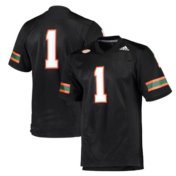 Men's Miami Hurricanes #1 Black Stitched Jerseys